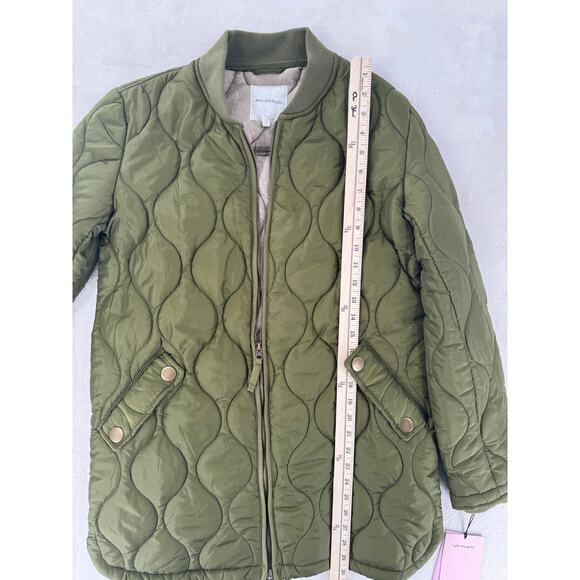 Avec Les Filles Quilted Green Liner Jacket Tunic Length Zip Coat Small - Picture 7 of 9